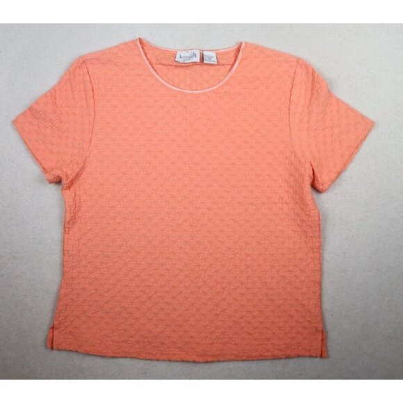 KENETH TOO CASUALS - WOMEN'S SALMON ORANGE TEXTURED T-SHIRT - PM - Picture 1 of 7